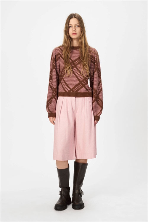 NUE NOTES VIENNA CREWNECK CHESTNUT PINK CHECK